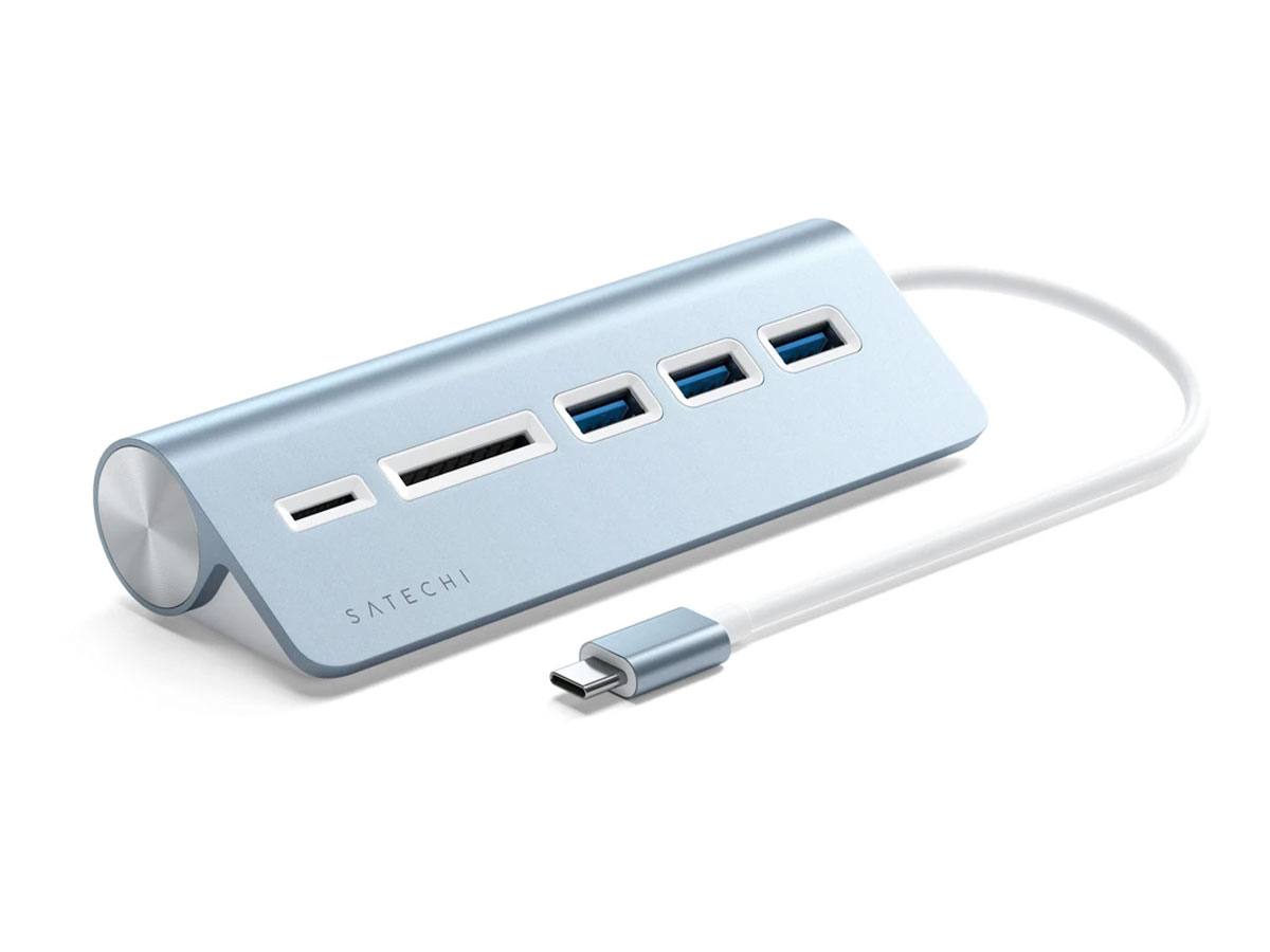 Satechi Aluminium USB-C Hub en Kaartlezer - Blauw