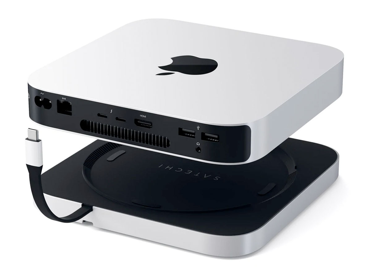 Satechi Aluminium Mac Mini/Mac Studio Stand & USB-C Hub met SSD bay - Zilver