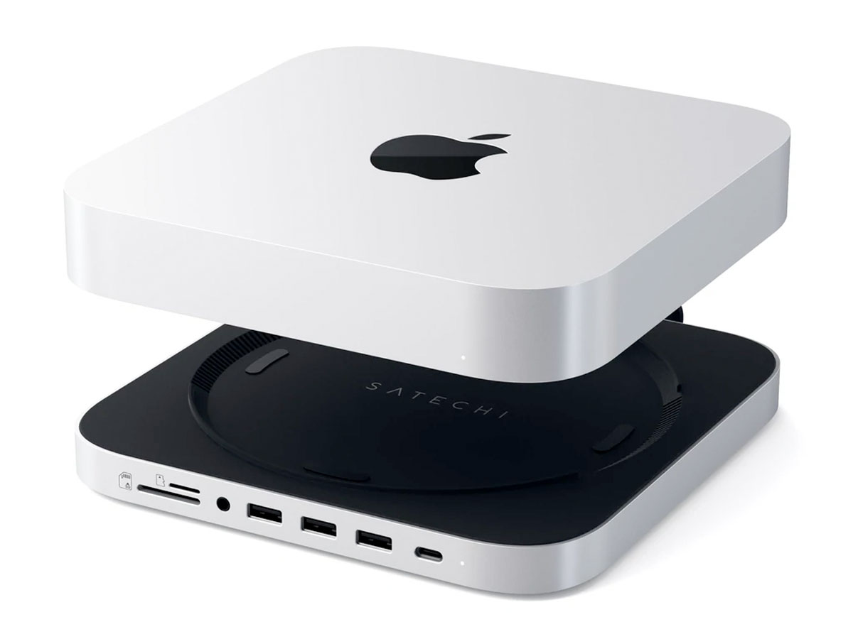 Satechi Aluminium Mac Mini/Mac Studio Stand & USB-C Hub met SSD bay - Zilver