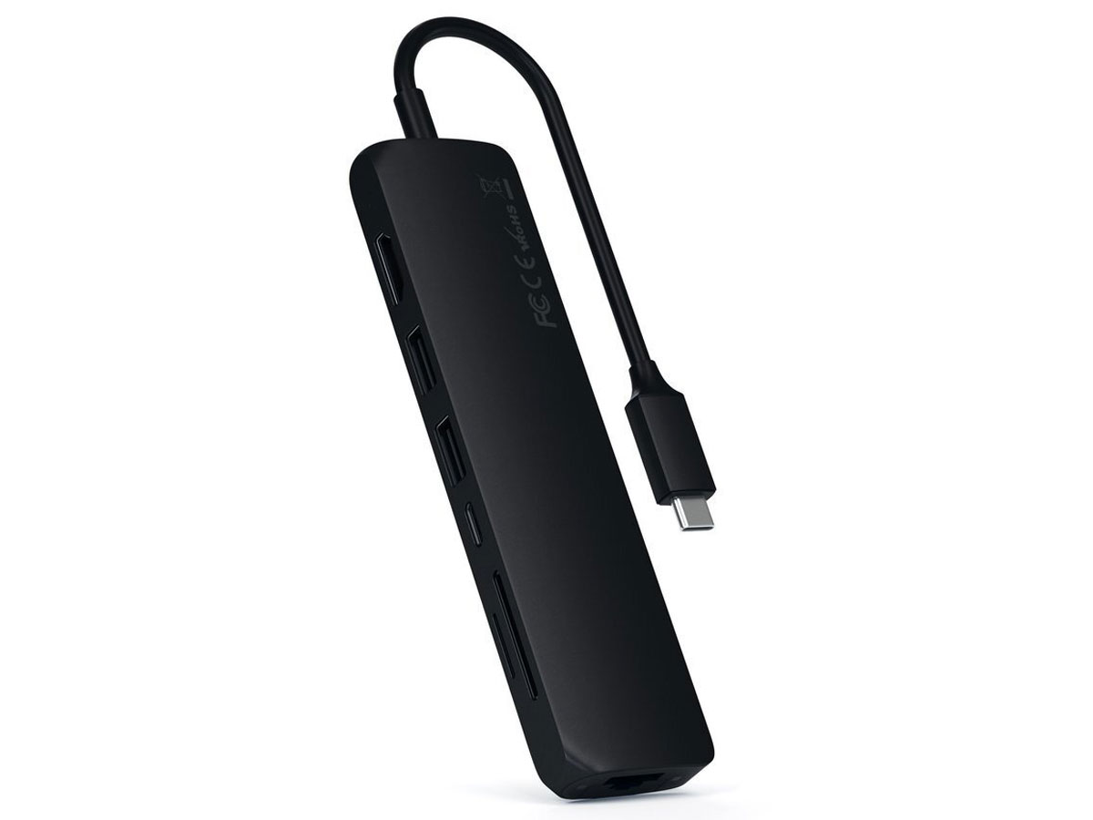 Satechi USB-C Slim Multi-Port Adapter Ethernet - Zwart