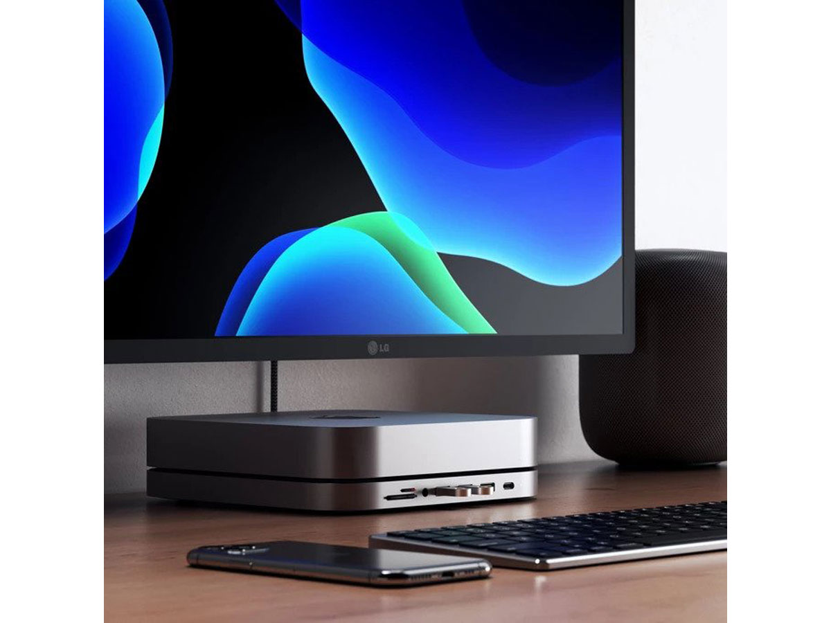 Satechi Aluminium Mac Mini/Mac Studio Stand & USB-C Hub - Space Grey