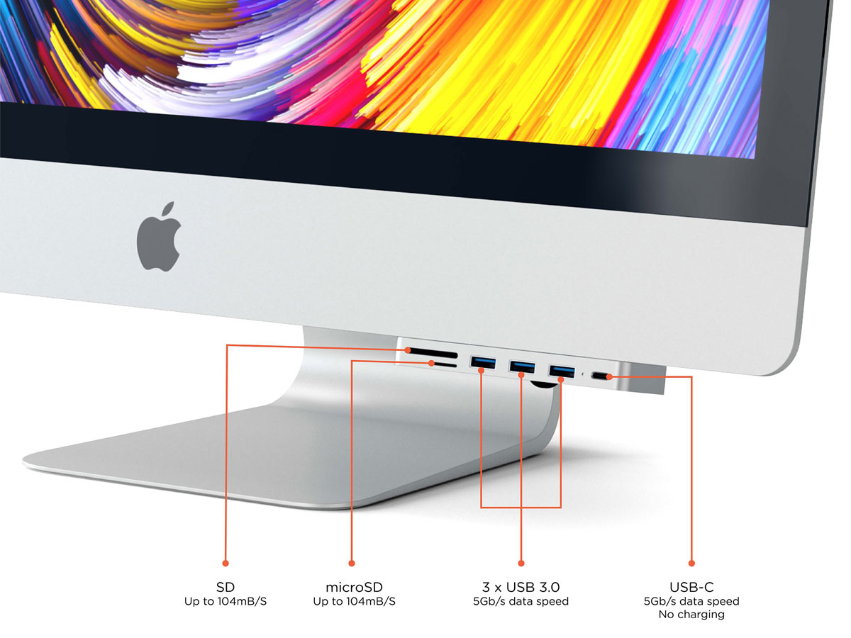 Satechi Clamp Hub Pro iMac USB-C Hub Multi-Port Adapter - Space Grey