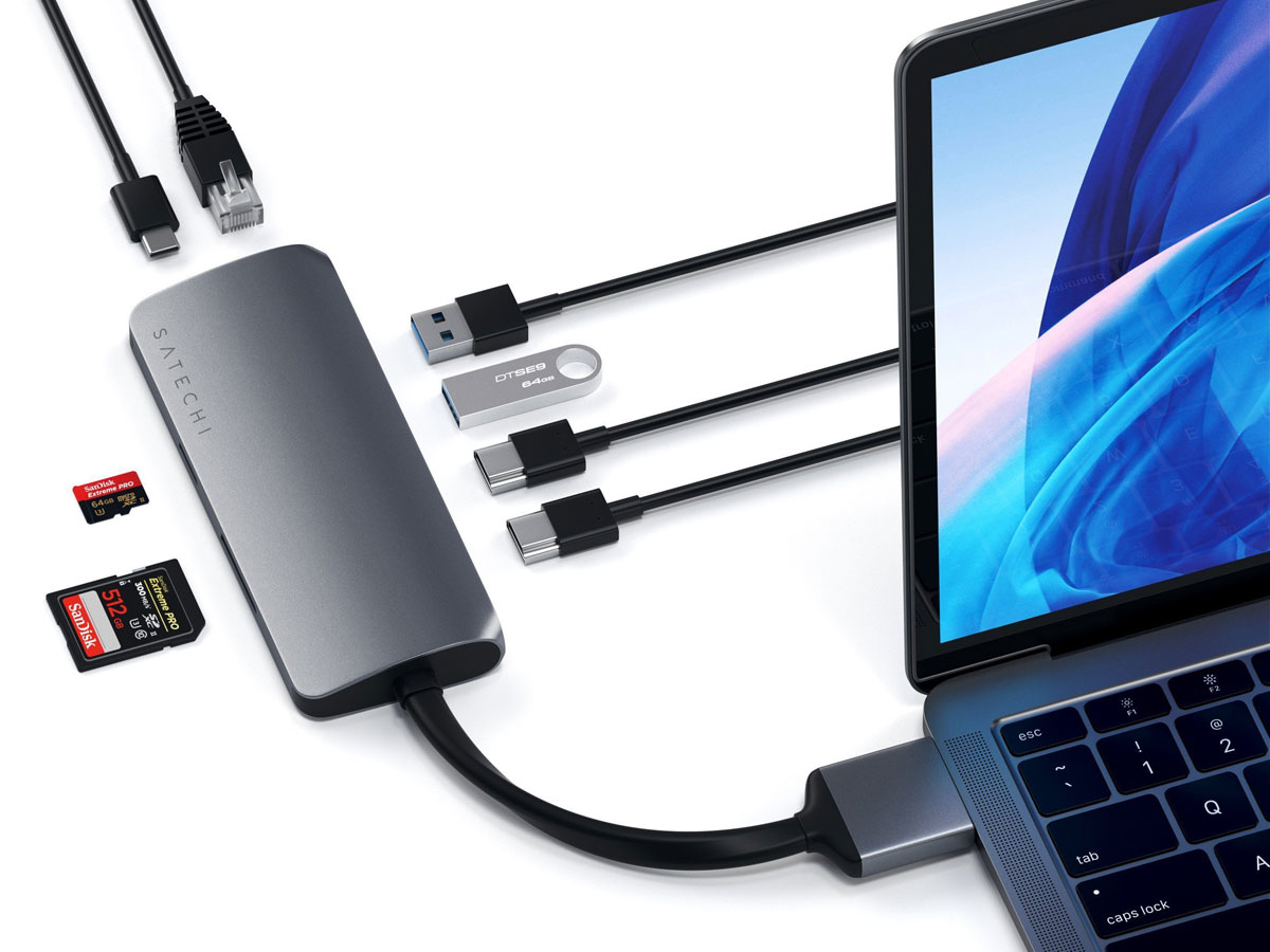 Satechi USB-C Dual 4K Multimedia Hub Multiport Adapter - Space Grey