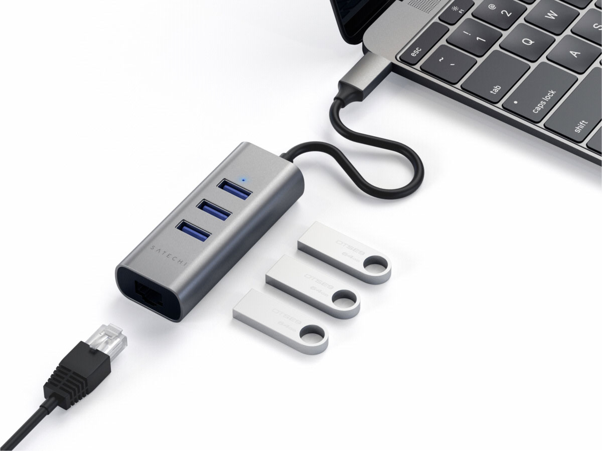 Satechi USB-C 2in1 Hub - USB en Ethernet