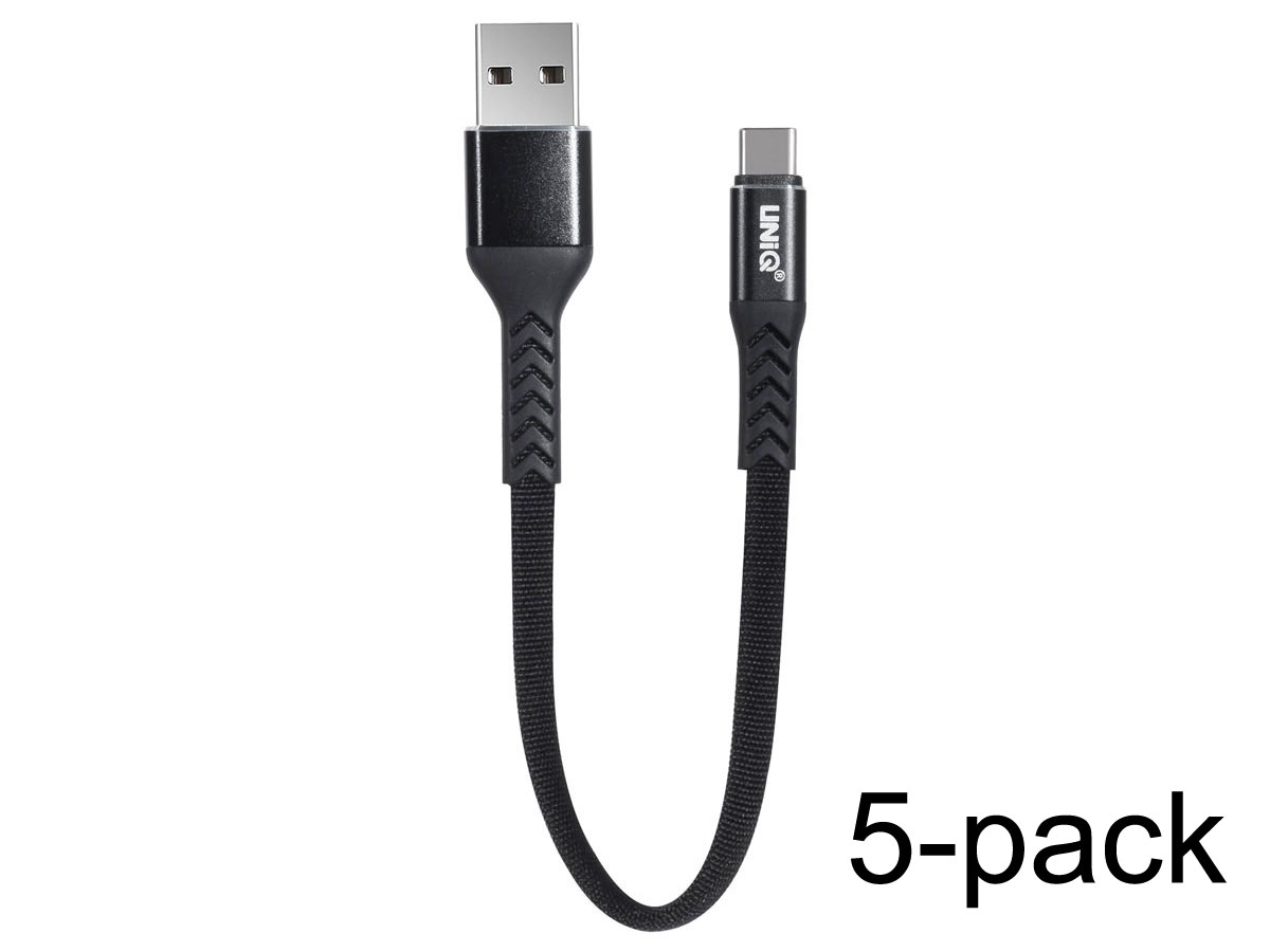 USB naar USB-C Kabel Kort 20cm - Nylon Geweven (5-pack)