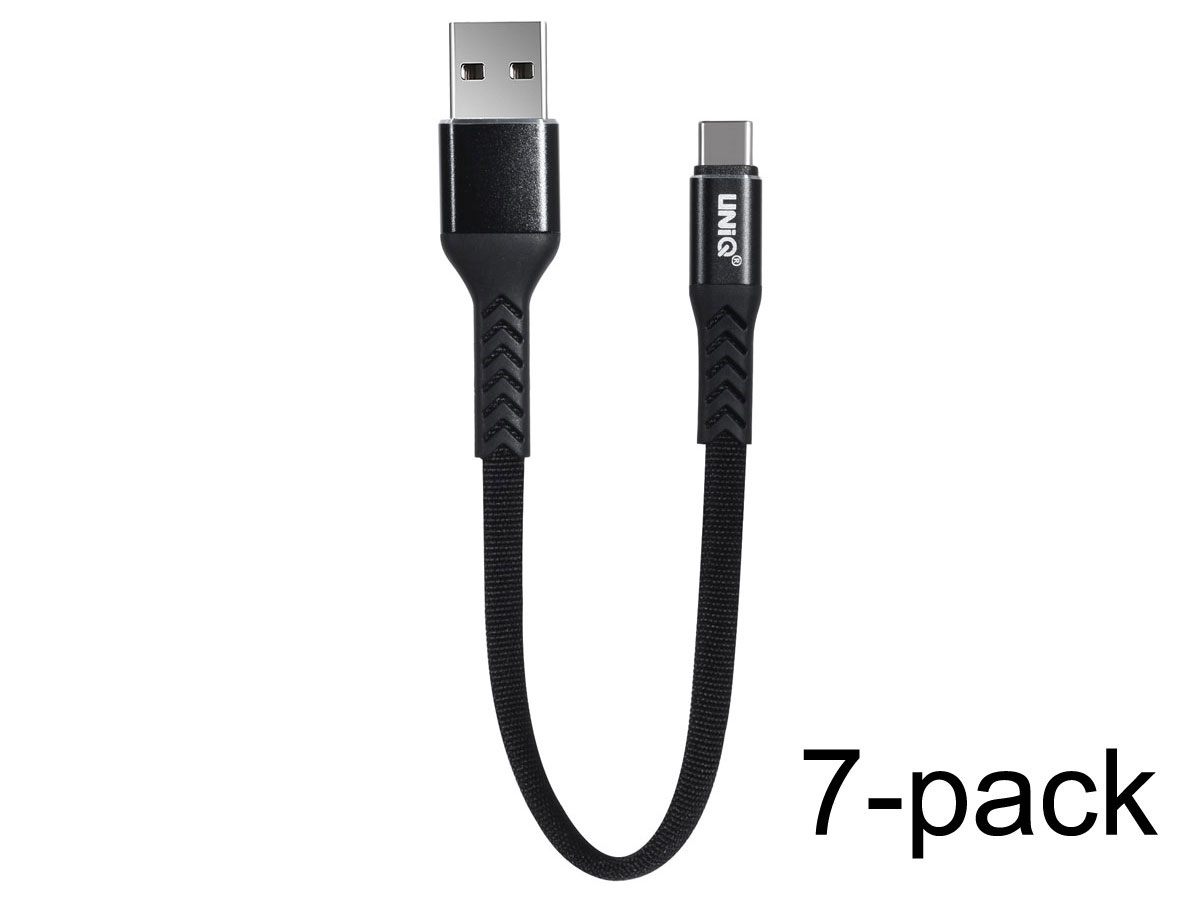 USB naar USB-C Kabel Kort 20cm - Nylon Geweven (7-pack)