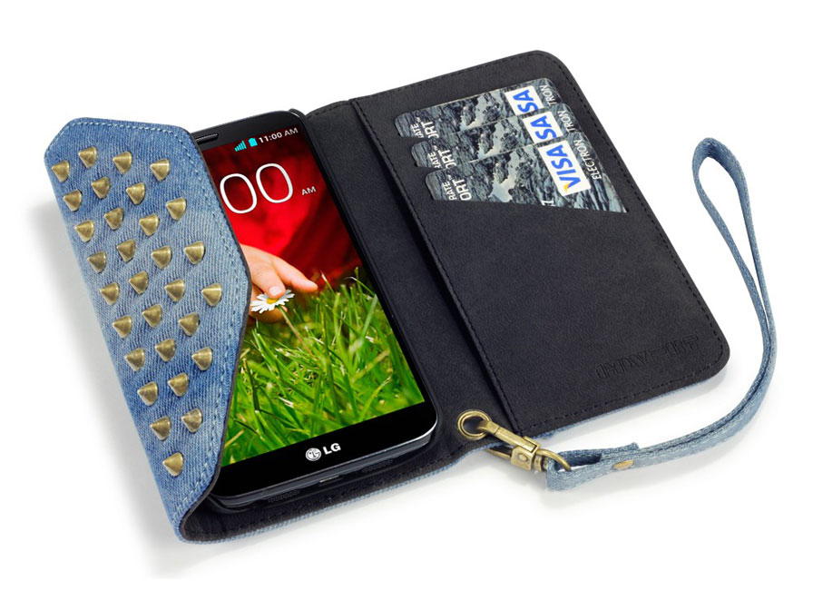 Covert Studded Denim Wallet Case - Hoesje voor LG G2