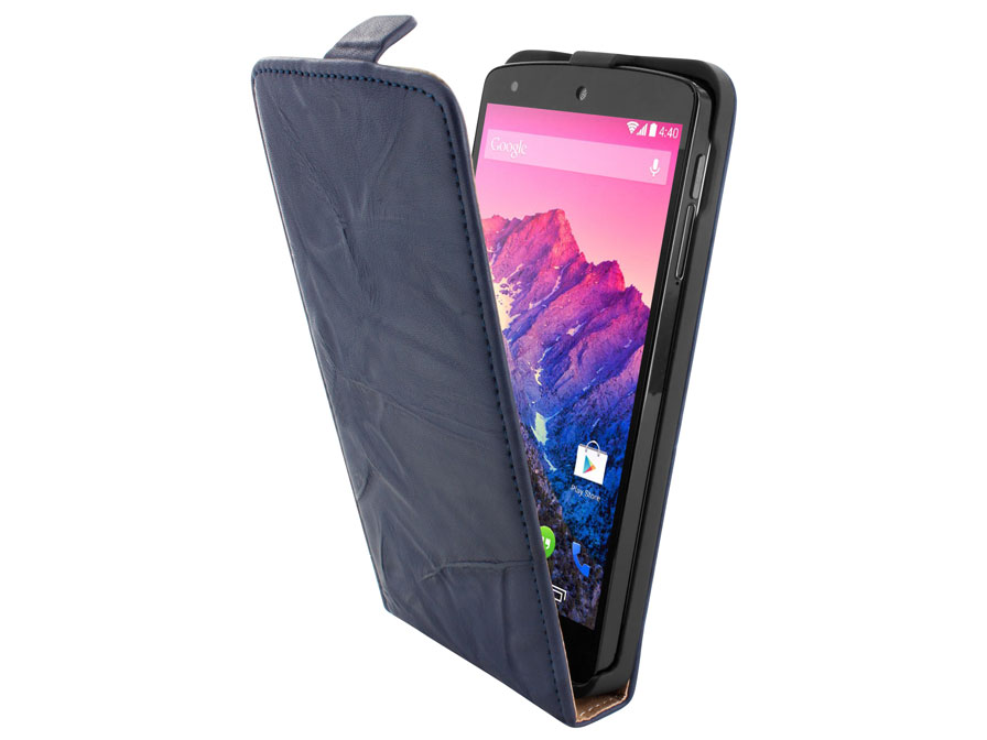 Mobiparts Vintage Echt Leren Flip Case voor LG Nexus 5
