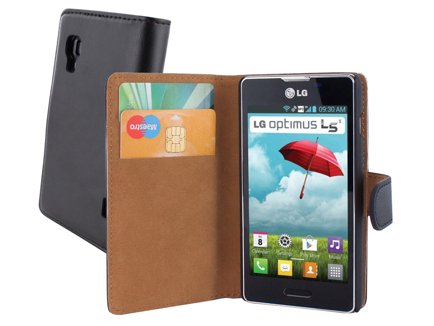 Heel vork vier keer Mobiparts Leren Classic Wallet Case voor LG Optimus L5 II (E460)