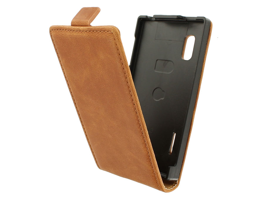 Toelating Locomotief Wreed Vintage Brown Flipcase - Hoesje voor LG Optimus L5 (E610)