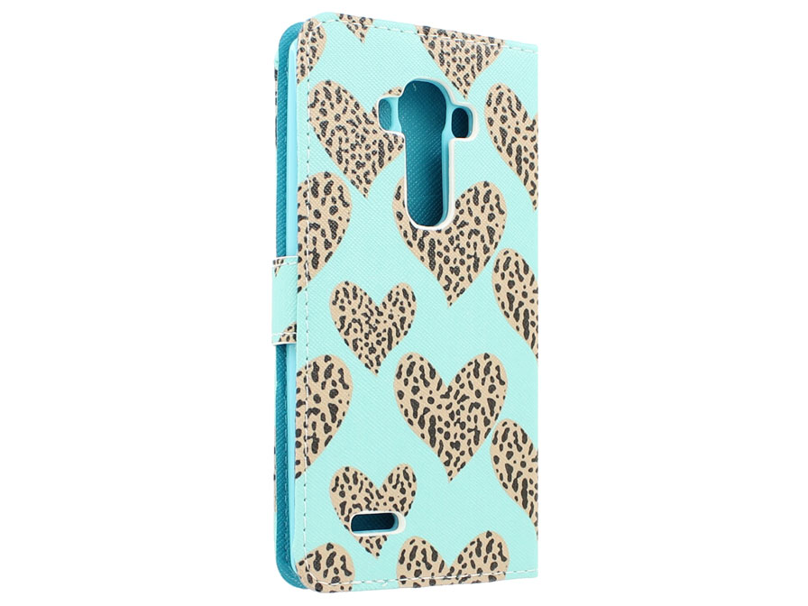 Leopard Hearts Book Case Hoesje voor LG G4