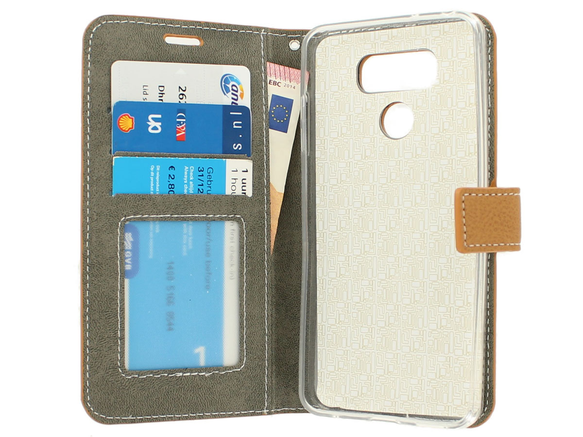 Deluxe Bookcase Flipcase - LG G6 hoesje (Bruin)