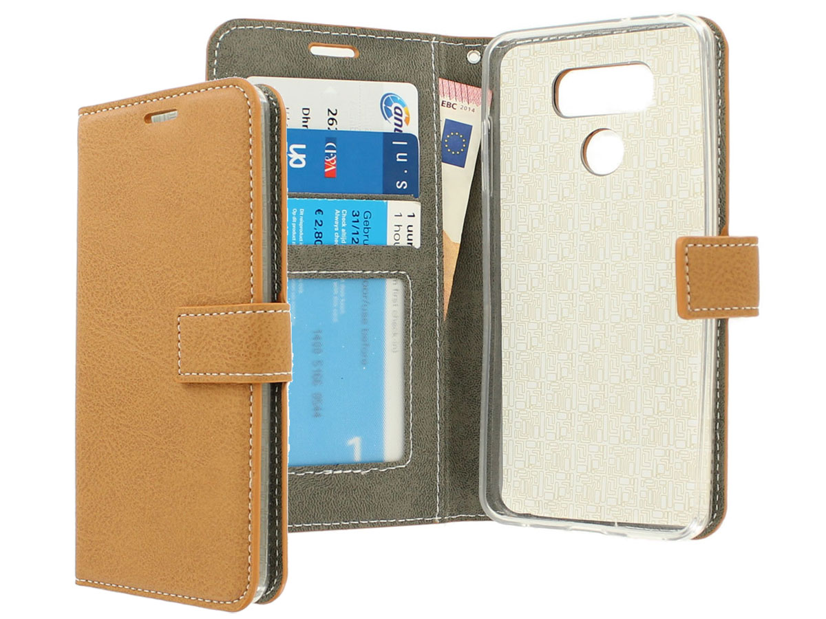 Deluxe Bookcase Flipcase - LG G6 hoesje (Bruin)