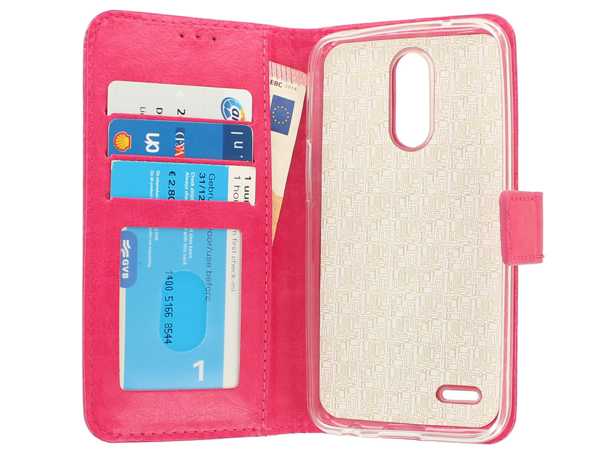 Wallet Bookcase Roze - LG K10 (2017) hoesje
