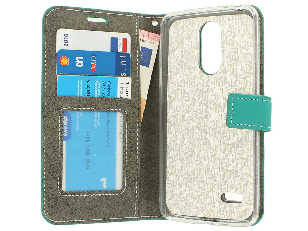 Wallet Bookcase Flipcase Turquoise - LG K8 2017 hoesje