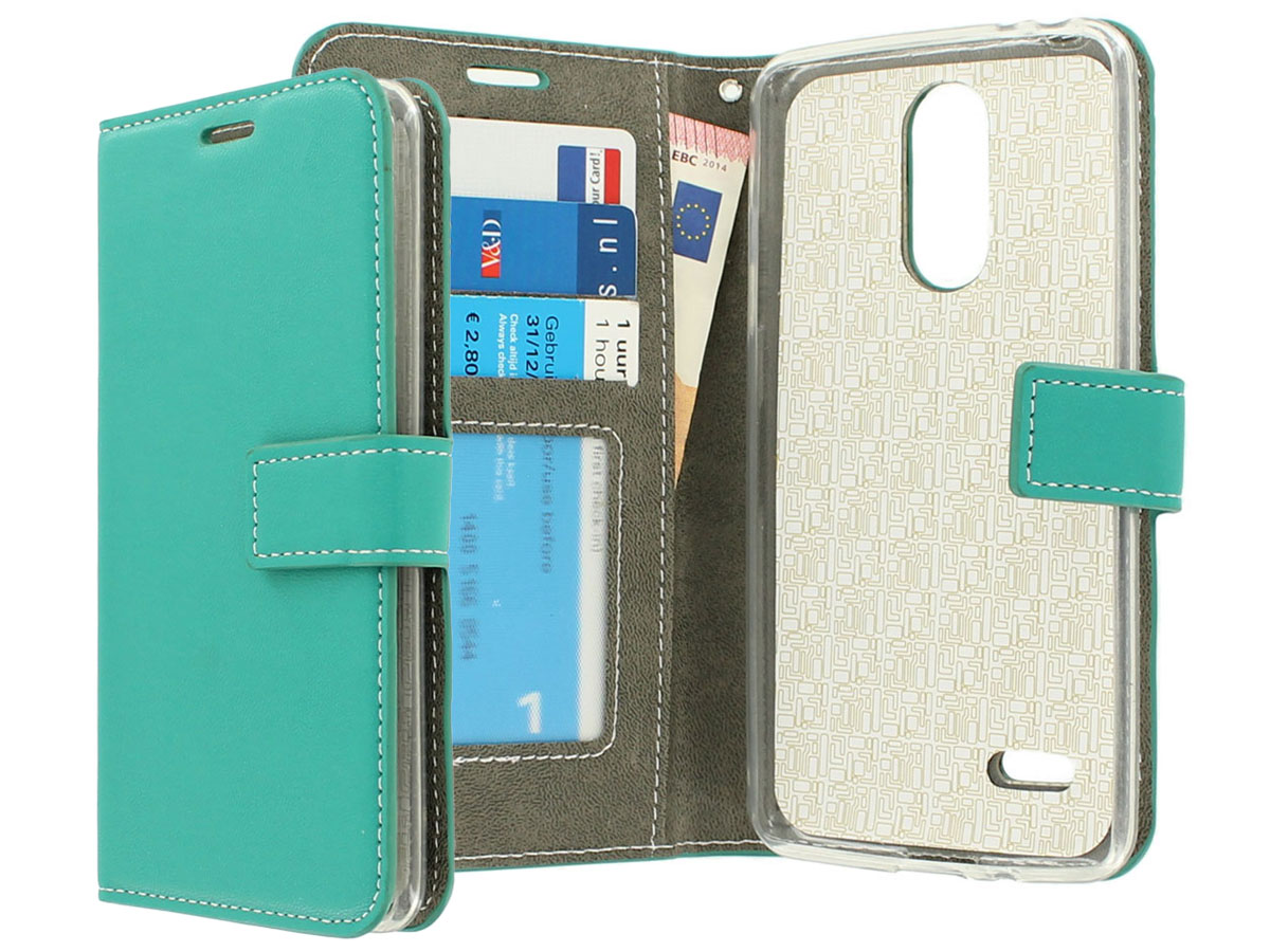 Wallet Bookcase Flipcase Turquoise - LG K8 2017 hoesje
