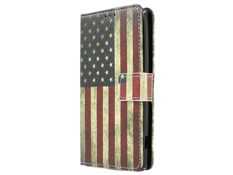 Verslaafd temperatuur aanklager LG Magna hoesje - Vintage USA Flag Walletcase