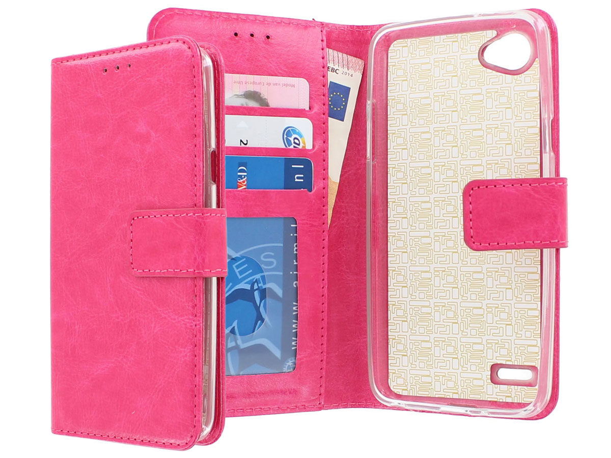 Boekmodel Wallet Bookcase Roze - LG Q6 hoesje