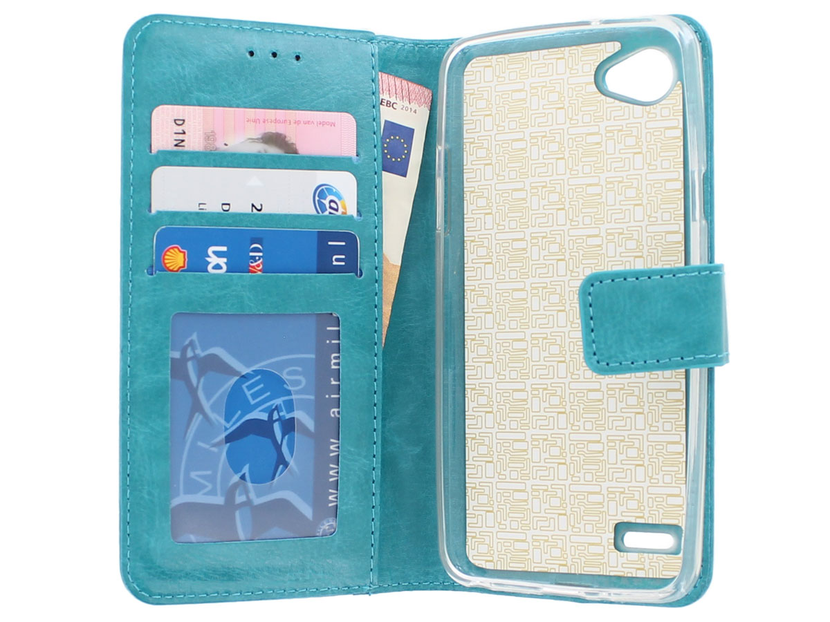 Boekmodel Wallet Bookcase Turquoise - LG Q6 hoesje