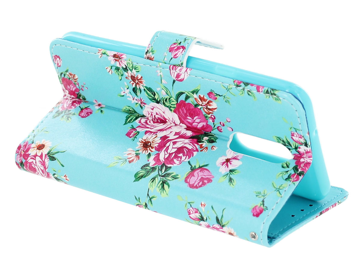 Flower Bookcase Wallet - LG Q7 hoesje