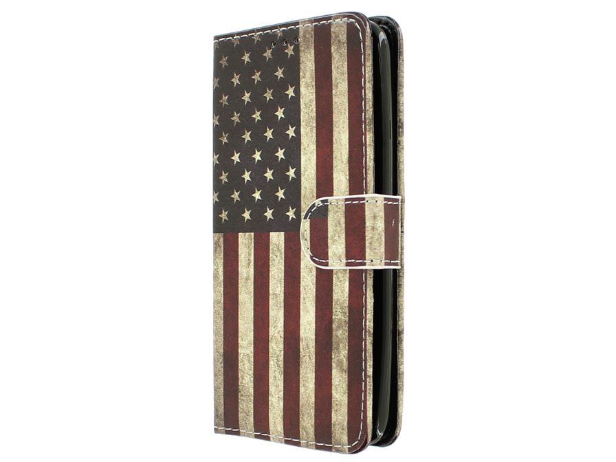 Vintage USA Flag Bookcase - LG Stylus 2 hoesje