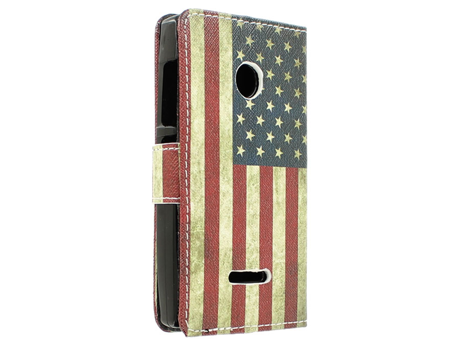 Vintage USA Flag Book Case Hoesje voor Microsoft Lumia 532