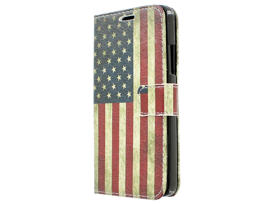 Vintage USA Flag Book Case Hoesje voor Microsoft Lumia 640