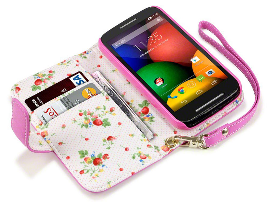 CaseBoutique Flower Wallet Case - Hoesje voor Motorola Moto E