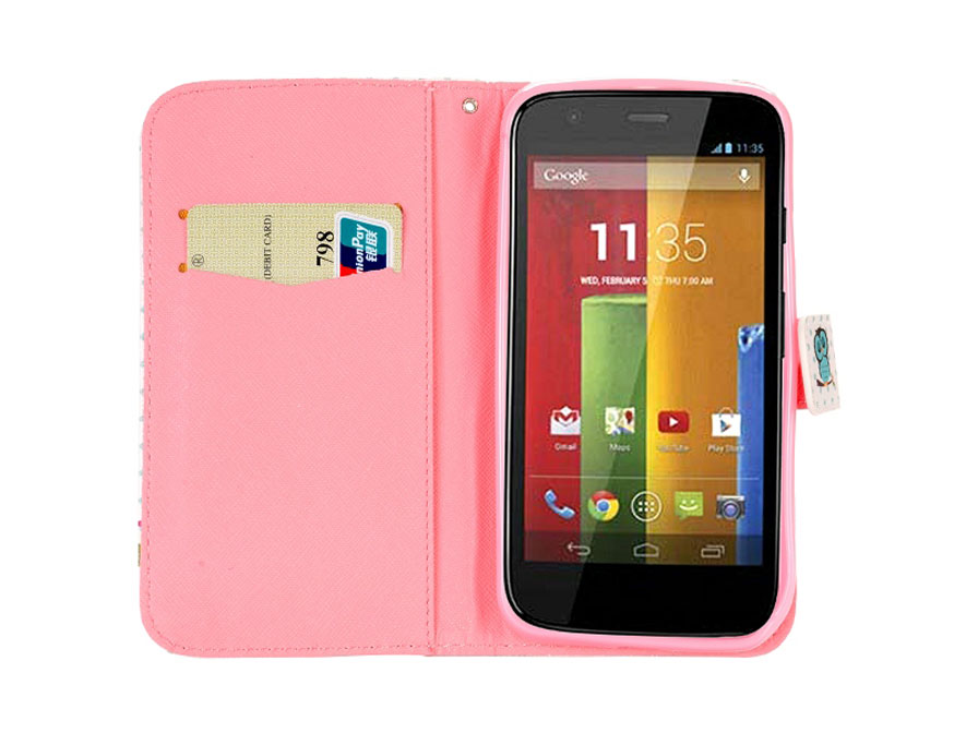 Wallet Case met Uiltjes - Hoesje voor Motorola Moto G2