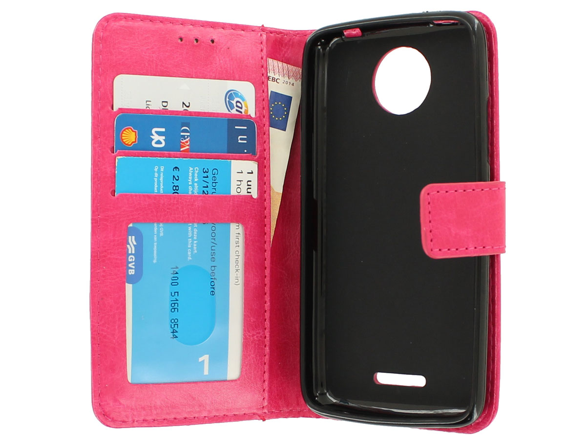 Wallet Bookcase Roze - Motorola Moto C Plus hoesje