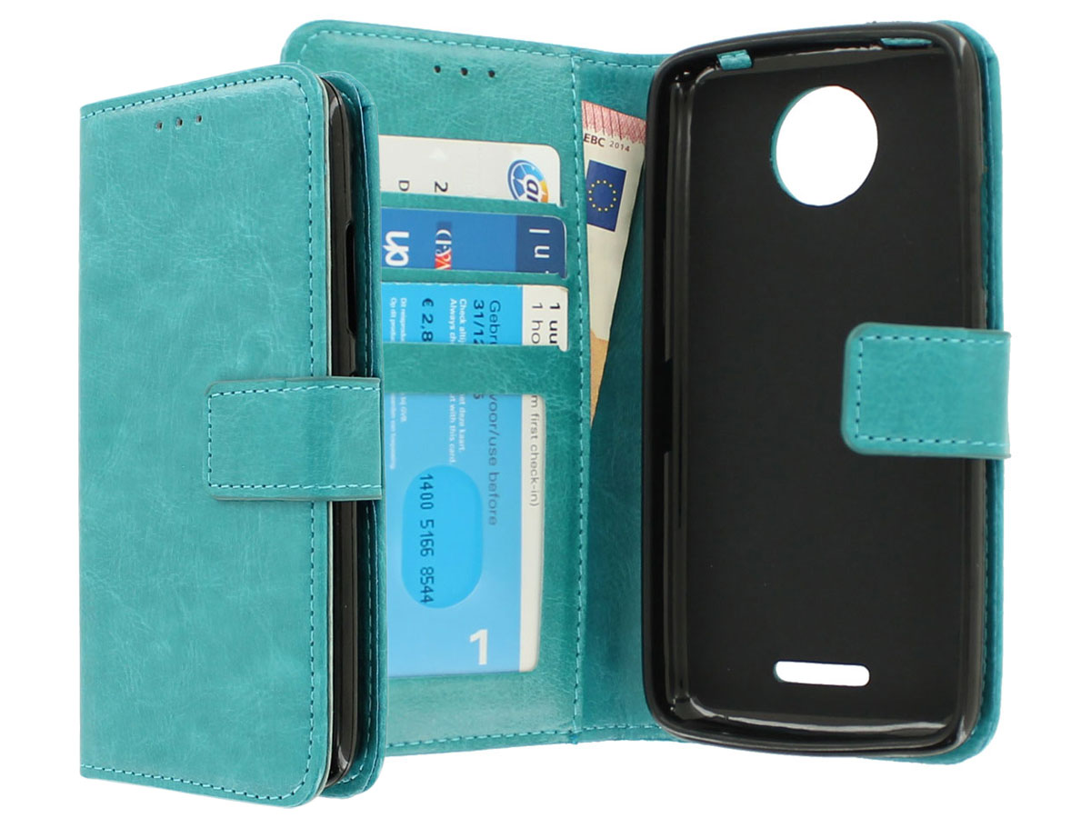 Wallet Bookcase Turquoise - Motorola Moto C Plus hoesje