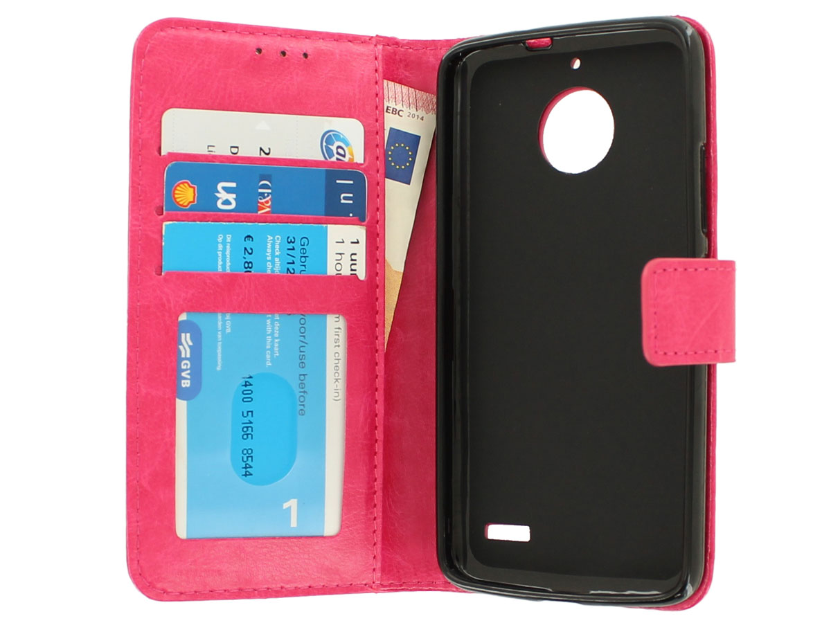 Wallet Bookcase Roze - Motorola Moto E4 hoesje