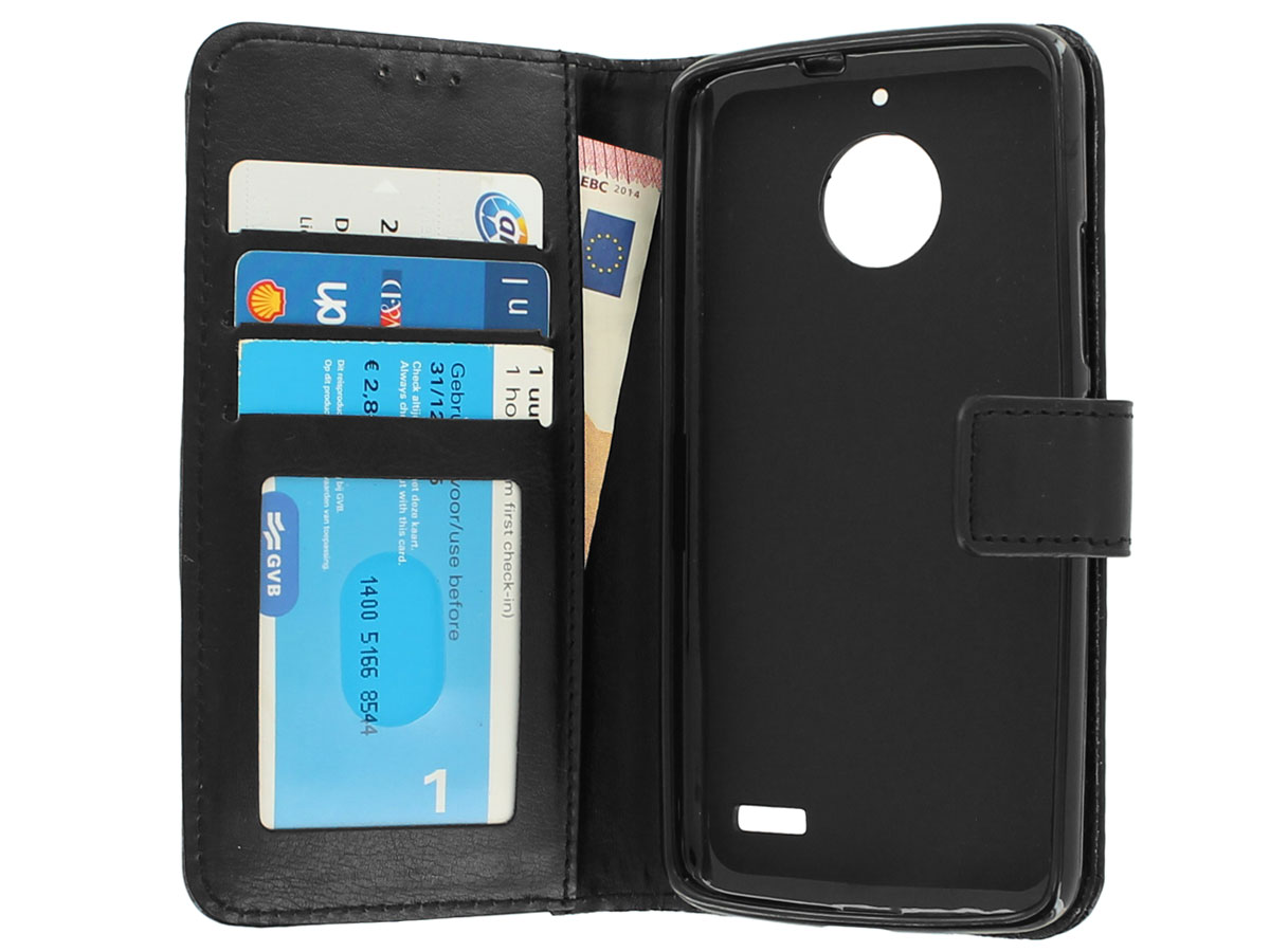 Wallet Bookcase Zwart - Motorola Moto E4 hoesje