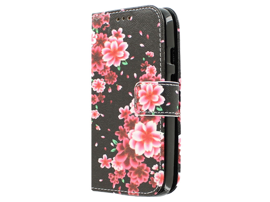 Flower Book Case - Motorola Moto E 2015 Hoesje