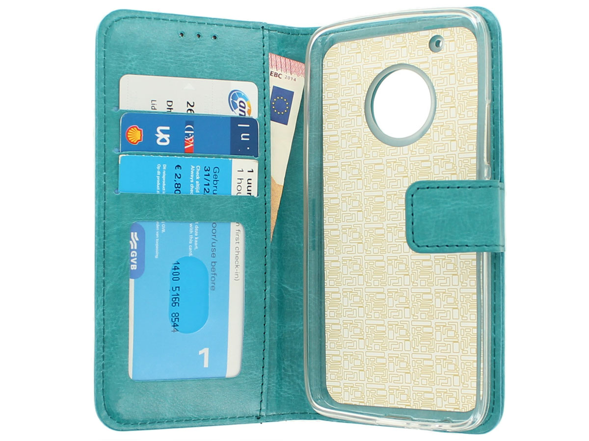 Wallet Bookcase Turquoise - Motorola Moto G5 hoesje