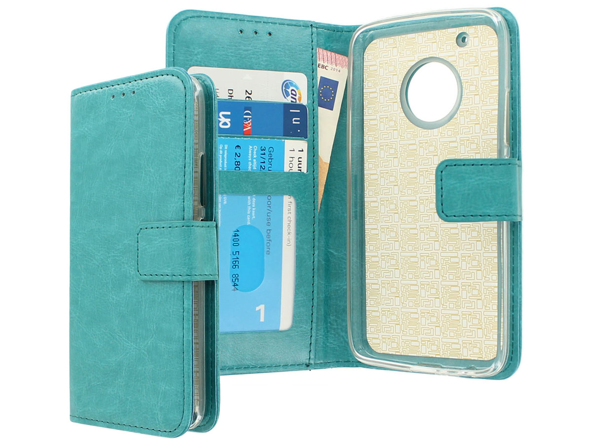 Wallet Bookcase Turquoise - Motorola Moto G5 hoesje
