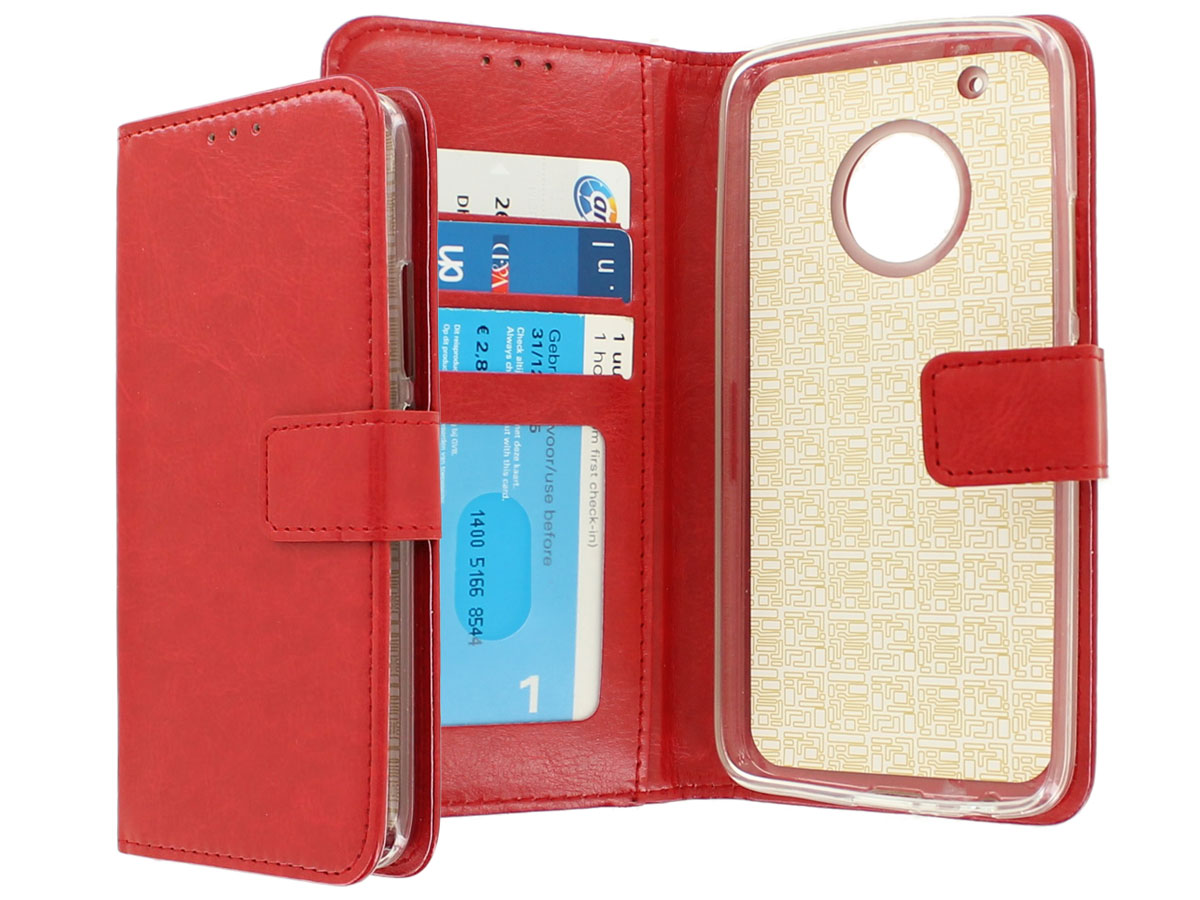 Bookcase Wallet Rood - Motorola Moto G5 Plus hoesje