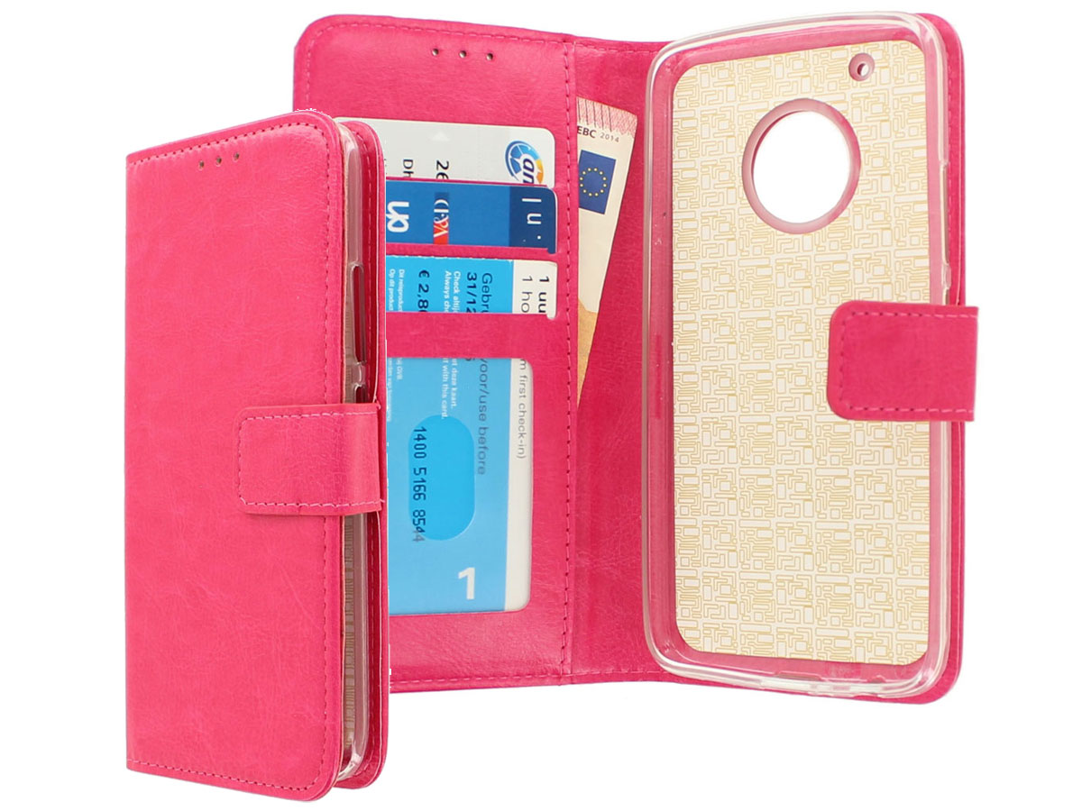 Bookcase Wallet Fuchsia - Motorola Moto G5 Plus hoesje