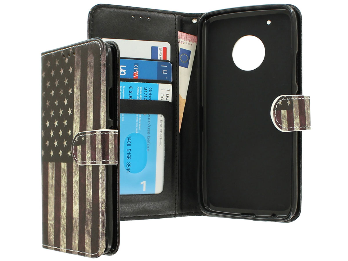 Vintage USA Bookcase - Motorola Moto G5 Plus hoesje