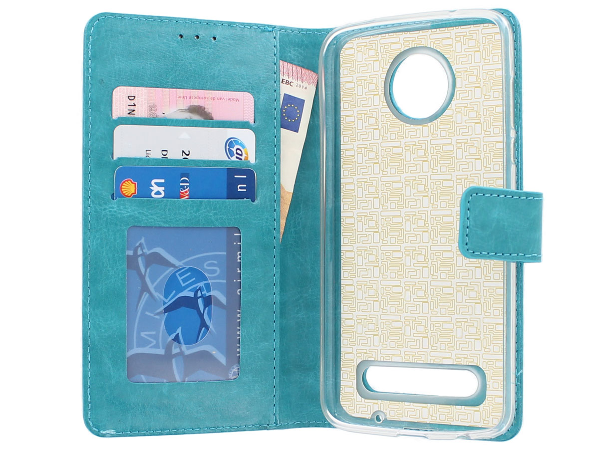 Bookcase Turquoise - Motorola Moto Z2 Play hoesje