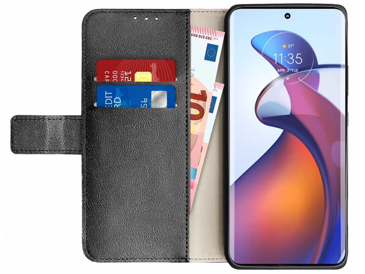 Just in Case Card Wallet Case Zwart - Motorola Edge 30 Fusion hoesje