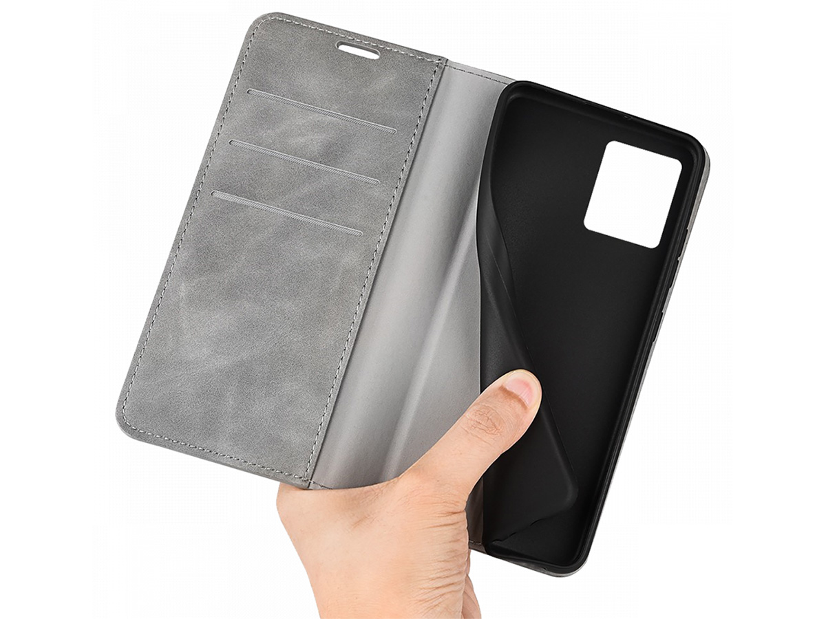 Just in Case Slim Wallet Case Grijs - Motorola Edge 30 Fusion hoesje