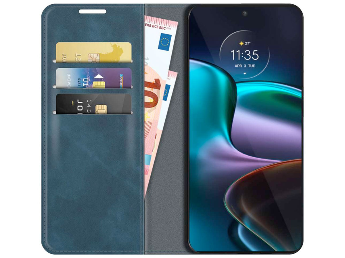 Just in Case Slim Wallet Case Blauw - Motorola Edge 30 hoesje