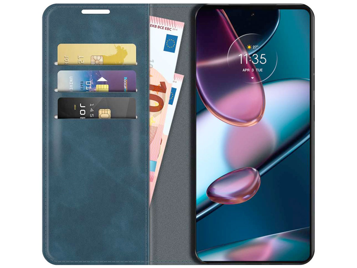 Just in Case Slim Wallet Case Blauw - Motorola Edge 30 Pro hoesje