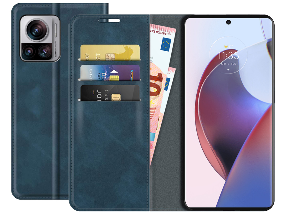 Just in Case Slim Wallet Case Blauw - Motorola Edge 30 Ultra hoesje