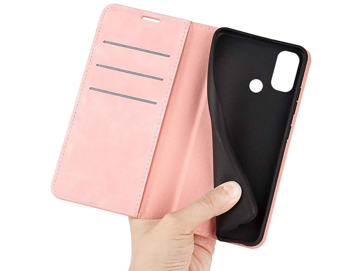 Just in Case Slim BookCase Roze - Motorola Moto E20/E30/E40 hoesje