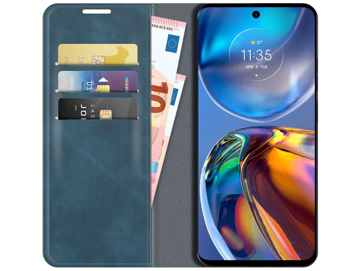 Just in Case Slim Wallet Case Blauw - Motorola Moto E32/E32s hoesje