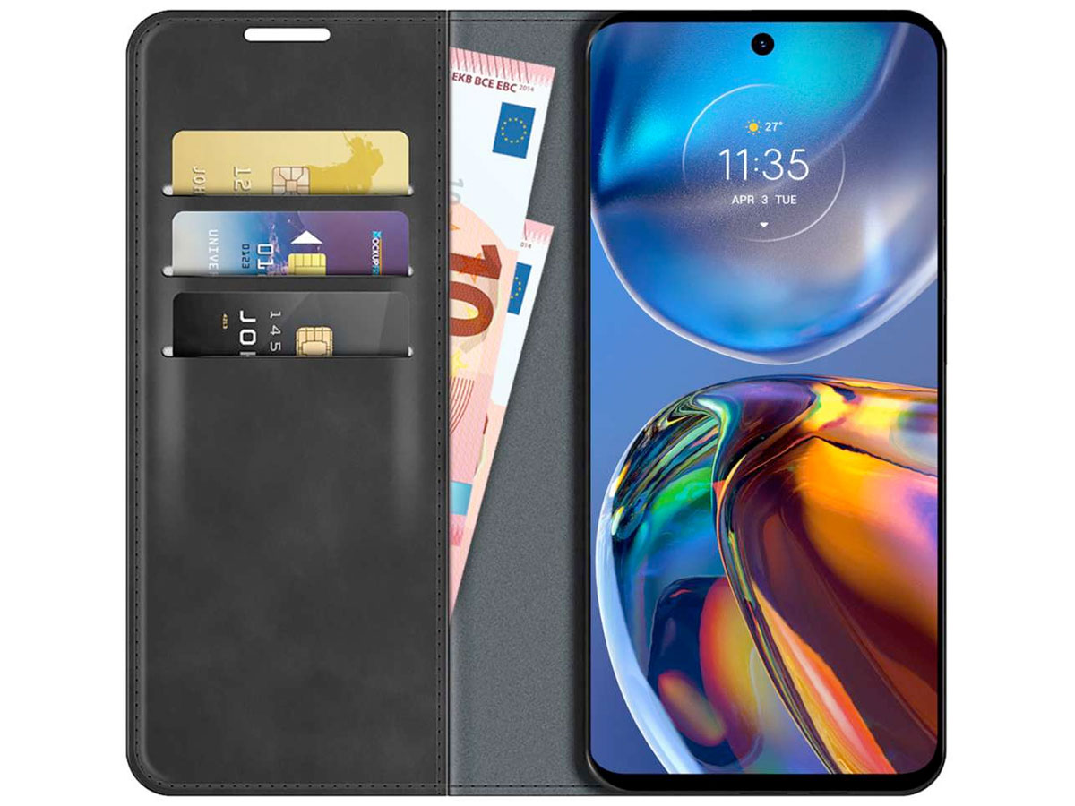Just in Case Slim Wallet Case Zwart - Motorola Moto E32/E32s hoesje