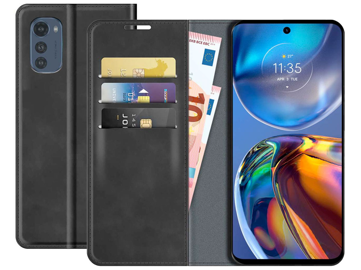 Just in Case Slim Wallet Case Zwart - Motorola Moto E32/E32s hoesje