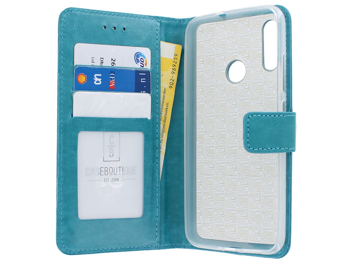 Book Case Mapje Turquoise - Motorola Moto E6 Plus hoesje